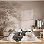 Wall murals Tree in fog with clouds