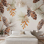 Wall murals Pattern of pine cones and needles