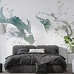 Wall murals Two fish with flowers and leaves