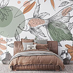 Wall murals Fish and plants on a white background