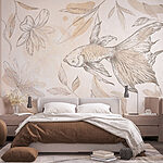 Wall murals Delicate fish among leafy patterns