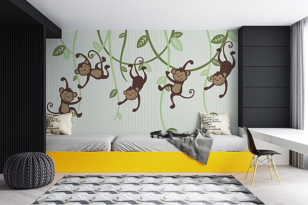 Wall murals Group of monkeys from vines