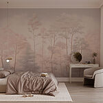 Wall murals Group of trees with snow on them