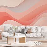 Wall murals Pink and white wavy lines