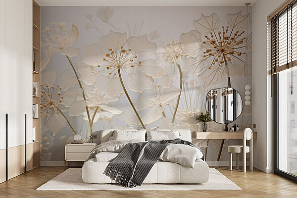 Wall murals Delicate floral beauty in soft hues