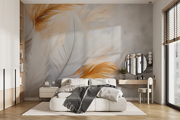 Wall murals Soft feathers in delicate arrangement