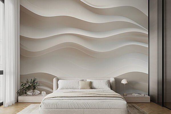 White wall with wavy lines Wall murals White wall with wavy lines