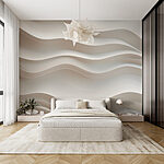 Wall mural White wall with wavy lines