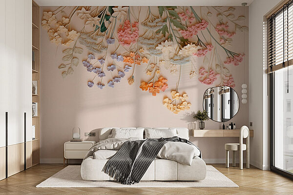 Wall murals Group of flowers on a white surface