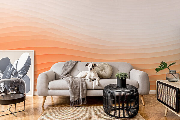 White and orange wavy lines Wall murals White and orange wavy lines