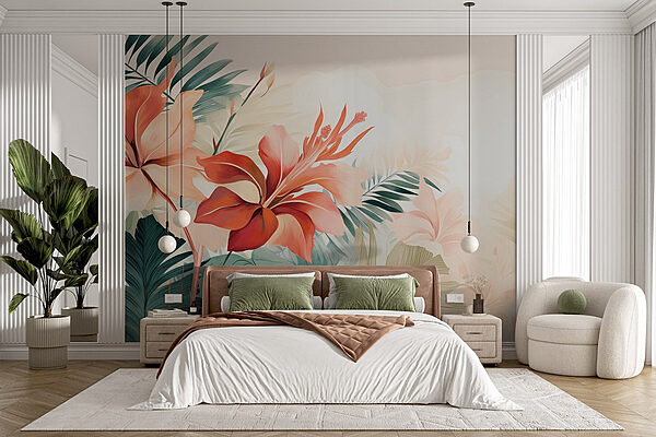 Wall murals Vibrant tropical floral arrangement