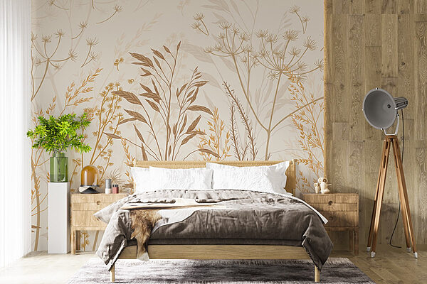 Delicate silhouettes of wild grasses Wall murals Delicate silhouettes of wild grasses