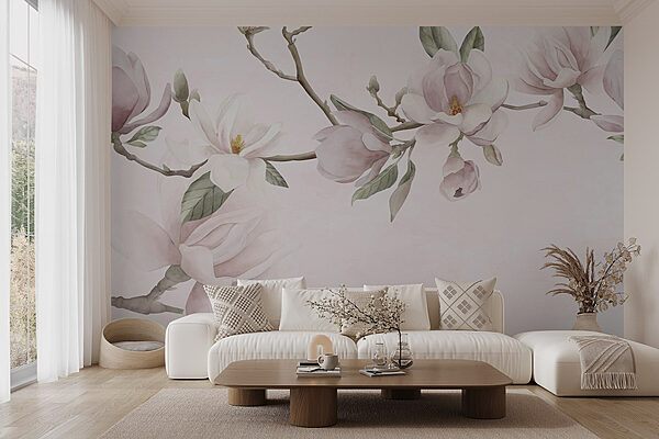 Wall murals Delicate blooms on soft pastel background (SKU: w03542) Wall murals Wall murals Delicate blooms on soft pastel background (SKU: w03542)