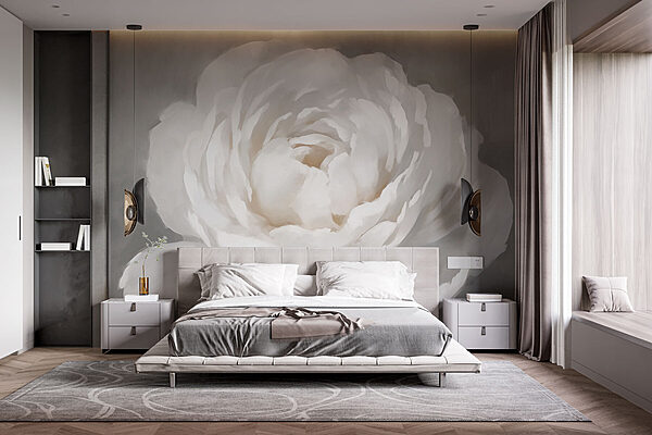 White flower with leaves Wall murals White flower with leaves