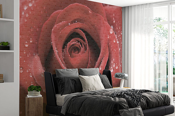 Wall murals Beautiful rose adorned with droplets (SKU: w03495) Wall murals Wall murals Beautiful rose adorned with droplets (SKU: w03495)