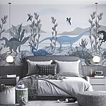 Wall murals Group of dinosaurs in a landscape