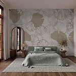 Wall murals Pattern of leaves on a light background