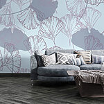 Wall murals Pattern of leaves on a light blue background