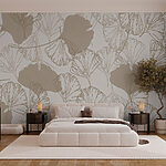 Wall murals Pattern of leaves on a white background