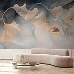 Wall mural Delicate leaves in soft hues