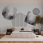Wall murals Black and white image of geometric shapes