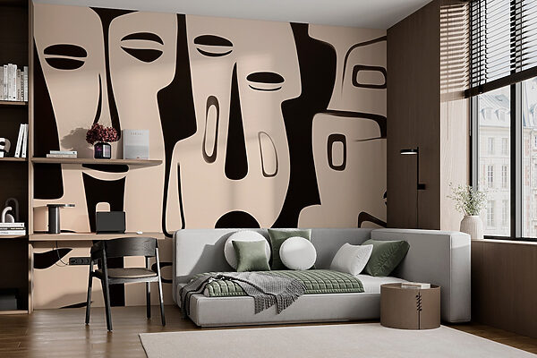 Black and white face art Wall murals Black and white face art