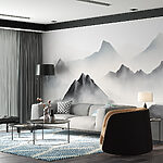 Wall murals Mountain range with clouds