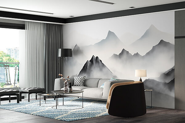 Mountain range with clouds Wall murals Mountain range with clouds