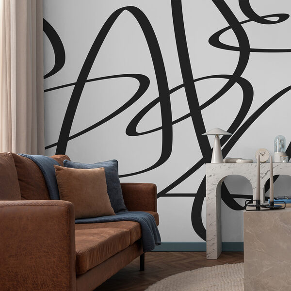 Black lines on a white background Wall murals Black lines on a white background