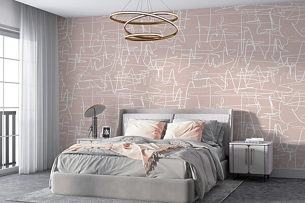 White lines on a pink background Wall murals White lines on a pink background