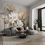 Wall mural Painting of flowers on a white background