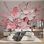 Wall murals Painting of flowers in pink and white