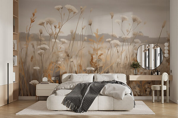Field of flowers and grass Wall murals Field of flowers and grass