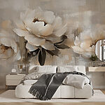 Wall murals Painting of flowers on a white background
