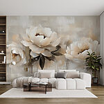Wall mural Painting of flowers on a white background