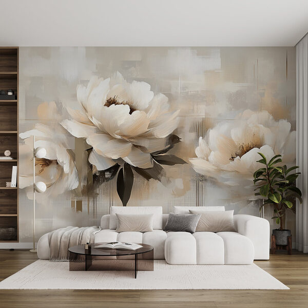 Wall mural Wall mural Painting of flowers on a white background (SKU: w03581)
