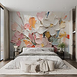 Wall murals Painting of flowers on a white surface