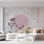 Wall murals Plant with brown leaves and purple circles