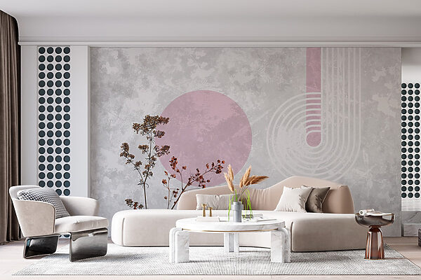 Plant with brown leaves and purple circles Wall murals Plant with brown leaves and purple circles
