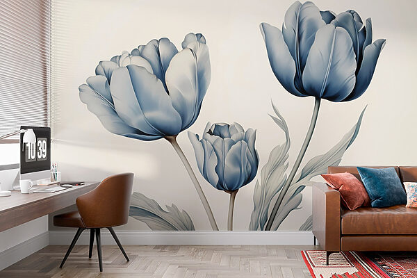 Wall murals Delicate blooms in soft hues (SKU: w03570) Wall murals Wall murals Delicate blooms in soft hues (SKU: w03570)