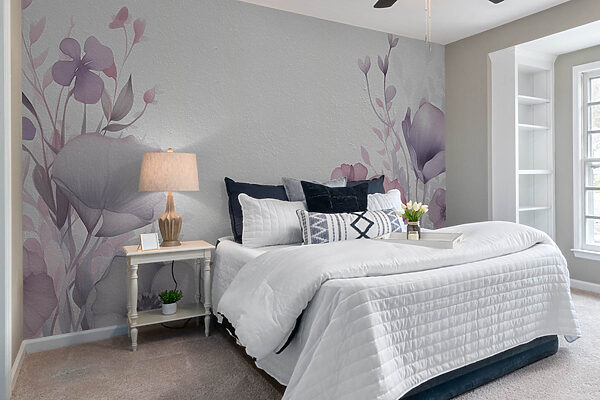 Painting of flowers on a white surface Wall murals Painting of flowers on a white surface