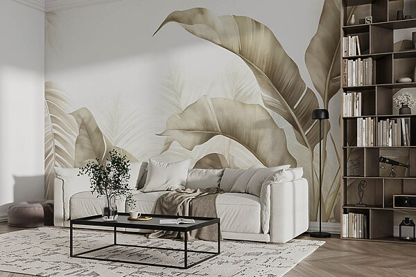 Natural tones and elegant foliage design Wall murals Natural tones and elegant foliage design