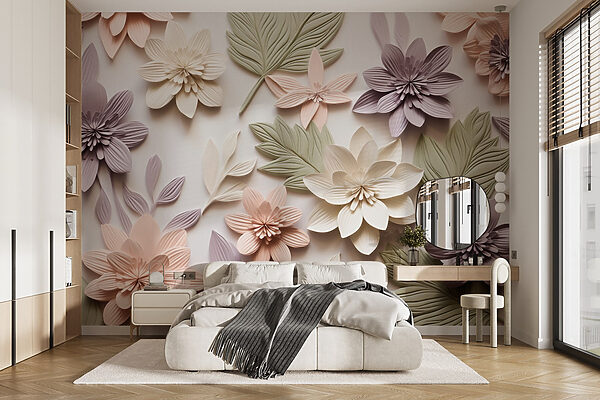 Group of flowers and leaves Wall murals Group of flowers and leaves