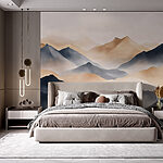 Wall murals Mountain range with fog