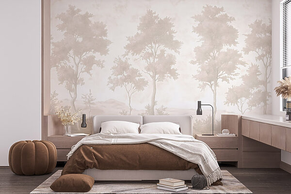 Group of trees in a snowy landscape Wall murals Group of trees in a snowy landscape