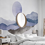 Wall murals Landscape with mountains and a sun