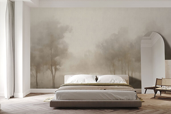 Foggy landscape with trees Wall murals Foggy landscape with trees
