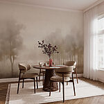 Wall mural Foggy landscape with trees
