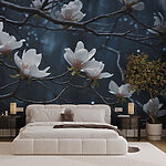 Wall murals Tree with white flowers