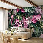 Wall mural Pink leaf with holes